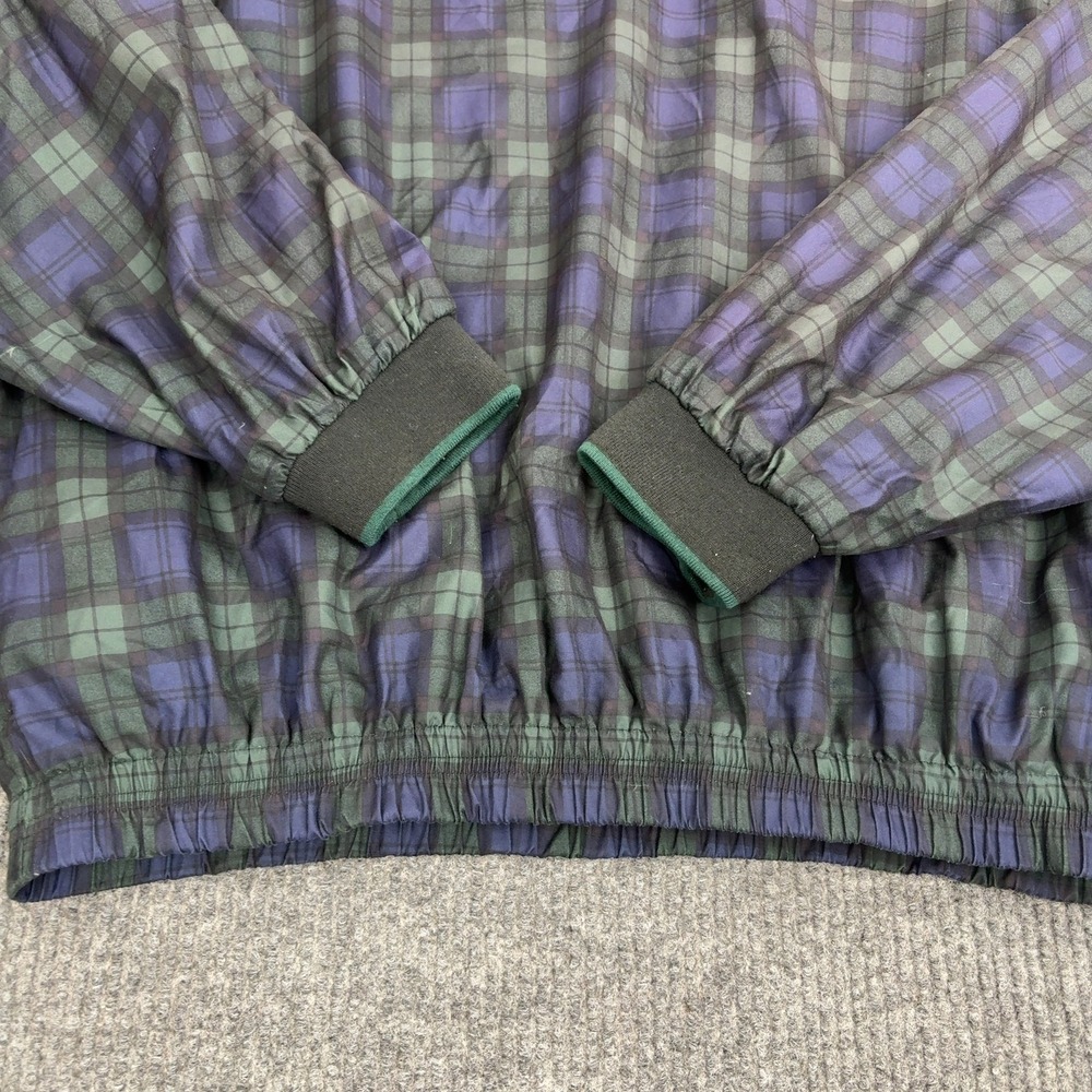 Woodlake Windbreaker Mens XL Green Blue Polyester Plaid V Neck Golf Pullover - Picture 3 of 9